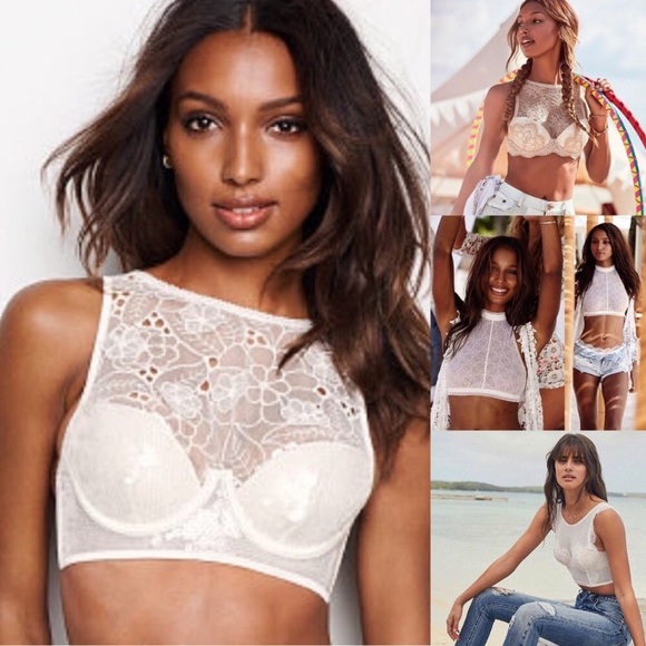 VS Petals Sequin High-neck Bra Floral Balconet 32C - Picture 9 of 10